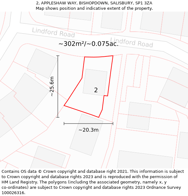 2, APPLESHAW WAY, BISHOPDOWN, SALISBURY, SP1 3ZA: Plot and title map