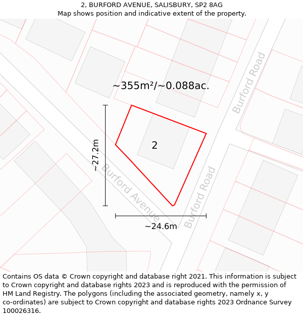 2, BURFORD AVENUE, SALISBURY, SP2 8AG: Plot and title map