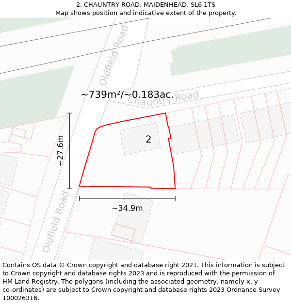 2, CHAUNTRY ROAD, MAIDENHEAD, SL6 1TS: Plot and title map