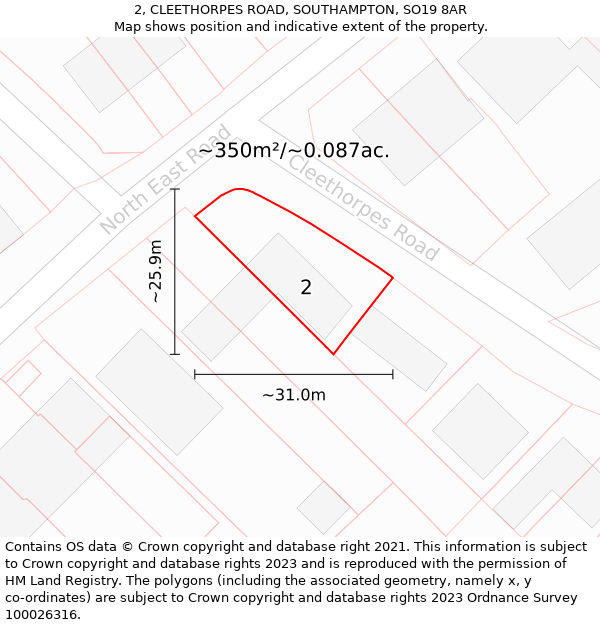 2, CLEETHORPES ROAD, SOUTHAMPTON, SO19 8AR: Plot and title map