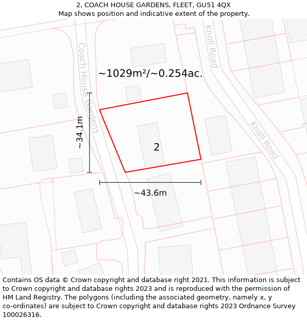 2, COACH HOUSE GARDENS, FLEET, GU51 4QX: Plot and title map