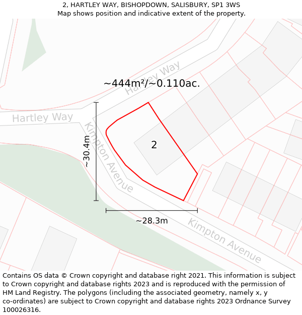 2, HARTLEY WAY, BISHOPDOWN, SALISBURY, SP1 3WS: Plot and title map