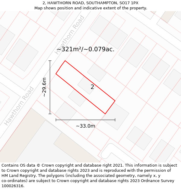 2, HAWTHORN ROAD, SOUTHAMPTON, SO17 1PX: Plot and title map