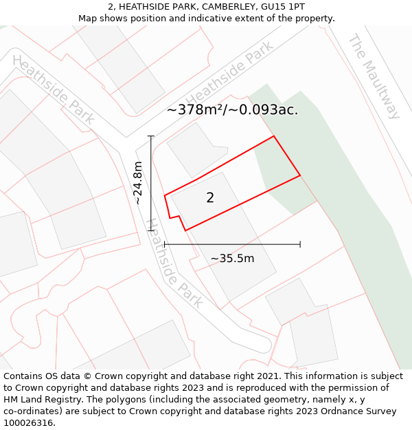 2, HEATHSIDE PARK, CAMBERLEY, GU15 1PT: Plot and title map