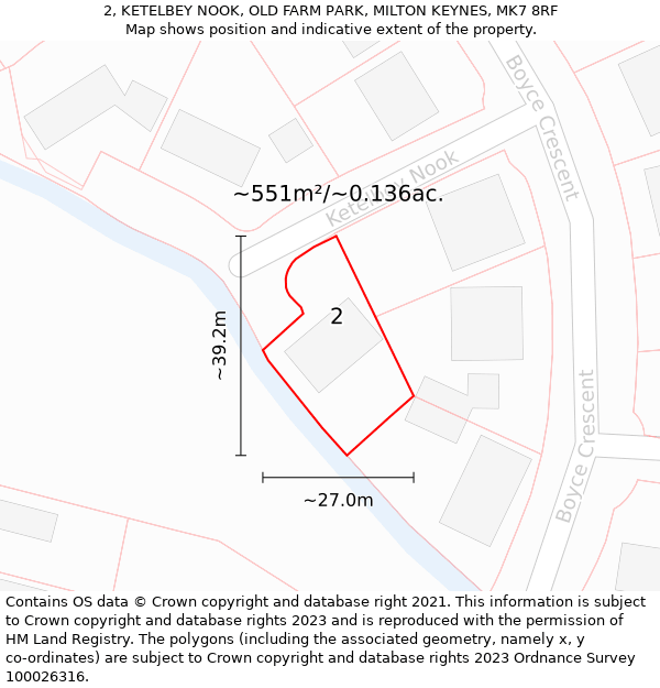 2, KETELBEY NOOK, OLD FARM PARK, MILTON KEYNES, MK7 8RF: Plot and title map