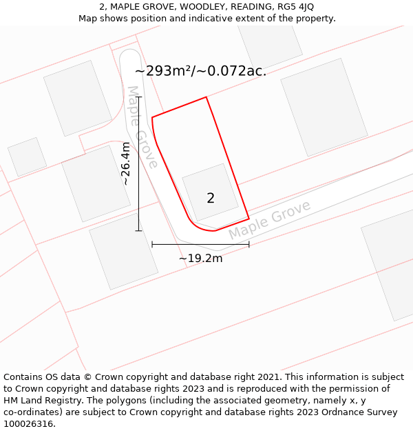 2, MAPLE GROVE, WOODLEY, READING, RG5 4JQ: Plot and title map