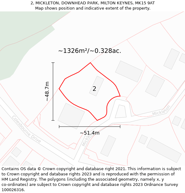 2, MICKLETON, DOWNHEAD PARK, MILTON KEYNES, MK15 9AT: Plot and title map