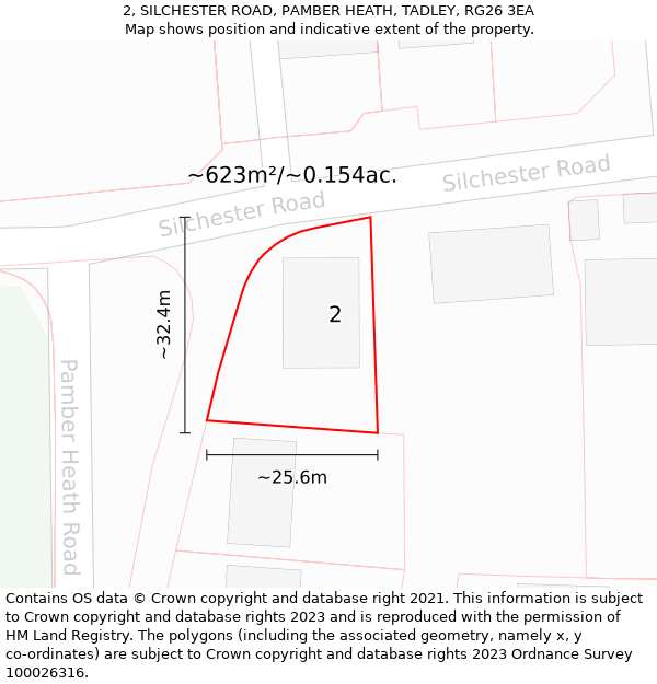 2, SILCHESTER ROAD, PAMBER HEATH, TADLEY, RG26 3EA: Plot and title map