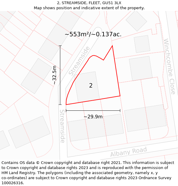 2, STREAMSIDE, FLEET, GU51 3LX: Plot and title map