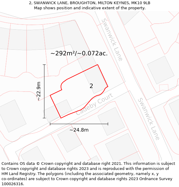 2, SWANWICK LANE, BROUGHTON, MILTON KEYNES, MK10 9LB: Plot and title map