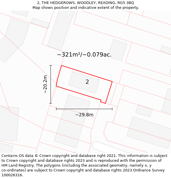 2, THE HEDGEROWS, WOODLEY, READING, RG5 3BQ: Plot and title map