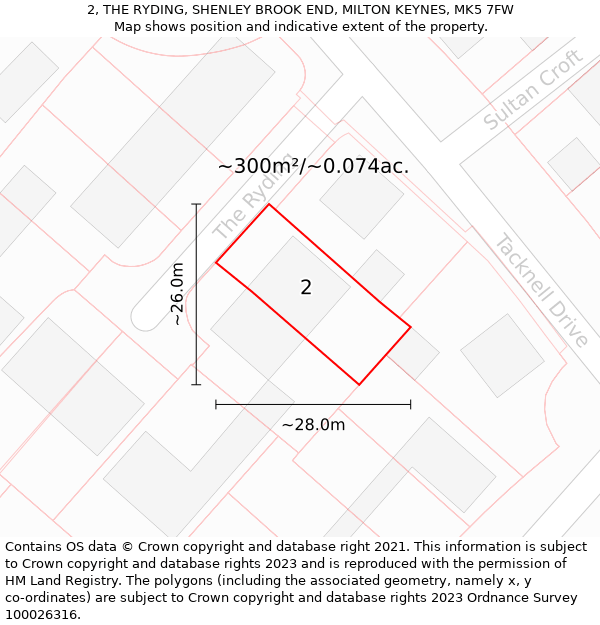 2, THE RYDING, SHENLEY BROOK END, MILTON KEYNES, MK5 7FW: Plot and title map