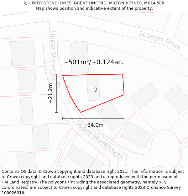 2, UPPER STONE HAYES, GREAT LINFORD, MILTON KEYNES, MK14 5ER: Plot and title map