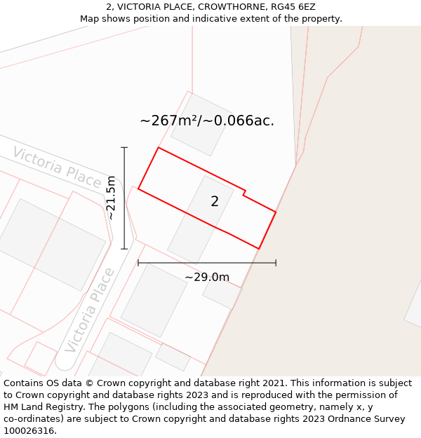 2, VICTORIA PLACE, CROWTHORNE, RG45 6EZ: Plot and title map