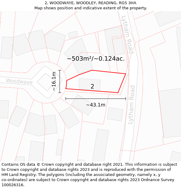 2, WOODWAYE, WOODLEY, READING, RG5 3HA: Plot and title map