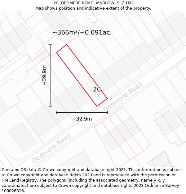 20, DEDMERE ROAD, MARLOW, SL7 1PG: Plot and title map