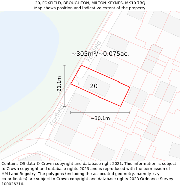 20, FOXFIELD, BROUGHTON, MILTON KEYNES, MK10 7BQ: Plot and title map