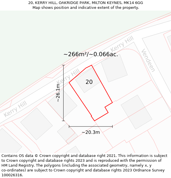 20, KERRY HILL, OAKRIDGE PARK, MILTON KEYNES, MK14 6GG: Plot and title map