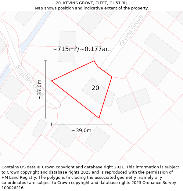 20, KEVINS GROVE, FLEET, GU51 3LJ: Plot and title map