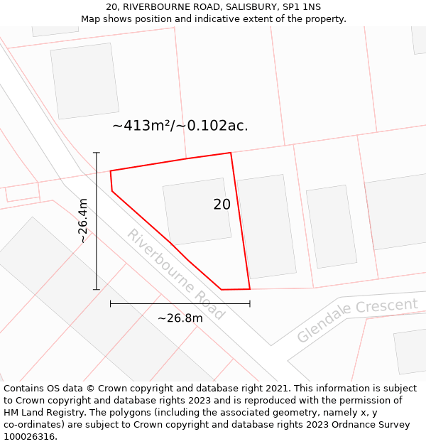 20, RIVERBOURNE ROAD, SALISBURY, SP1 1NS: Plot and title map