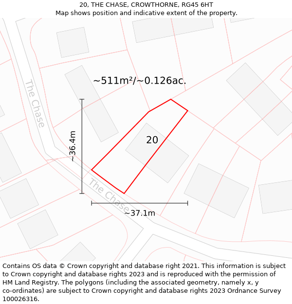 20, THE CHASE, CROWTHORNE, RG45 6HT: Plot and title map