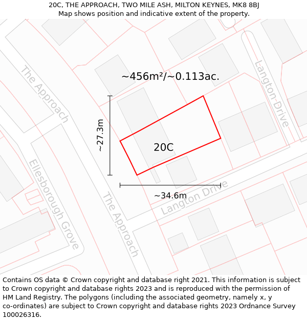 20C, THE APPROACH, TWO MILE ASH, MILTON KEYNES, MK8 8BJ: Plot and title map