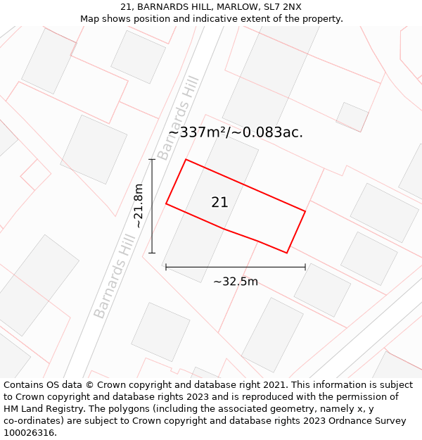 21, BARNARDS HILL, MARLOW, SL7 2NX: Plot and title map