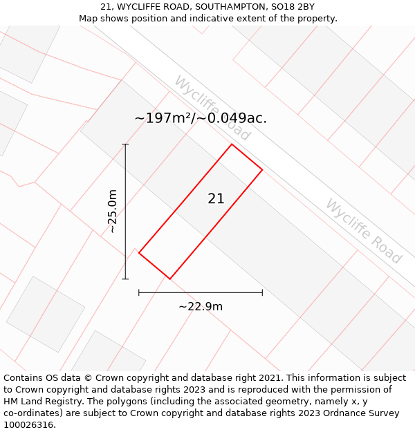 21, WYCLIFFE ROAD, SOUTHAMPTON, SO18 2BY: Plot and title map