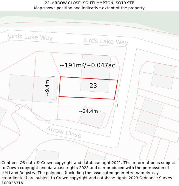 23, ARROW CLOSE, SOUTHAMPTON, SO19 9TR: Plot and title map