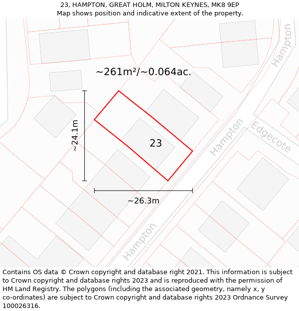 23, HAMPTON, GREAT HOLM, MILTON KEYNES, MK8 9EP: Plot and title map