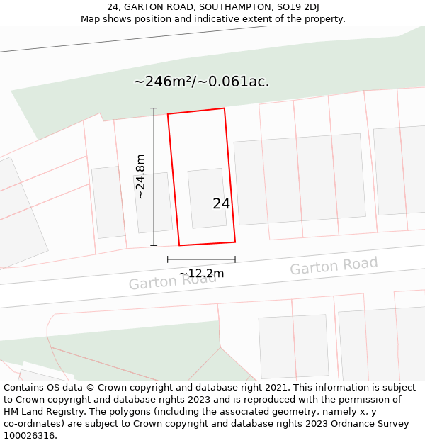 24, GARTON ROAD, SOUTHAMPTON, SO19 2DJ: Plot and title map