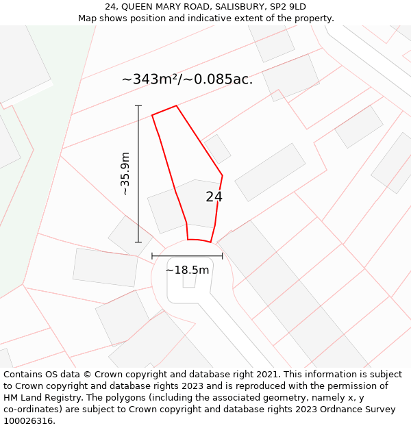 24, QUEEN MARY ROAD, SALISBURY, SP2 9LD: Plot and title map