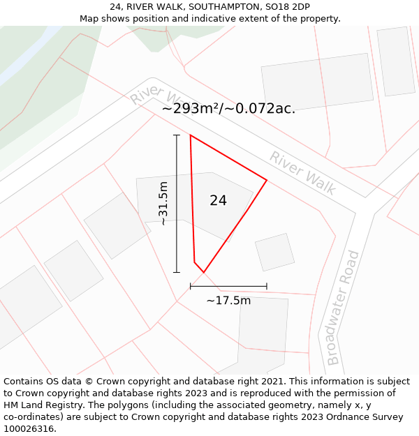 24, RIVER WALK, SOUTHAMPTON, SO18 2DP: Plot and title map