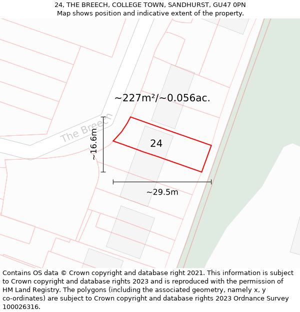 24, THE BREECH, COLLEGE TOWN, SANDHURST, GU47 0PN: Plot and title map