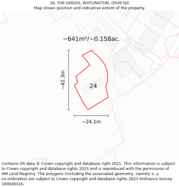 24, THE GOGGS, WATLINGTON, OX49 5JX: Plot and title map