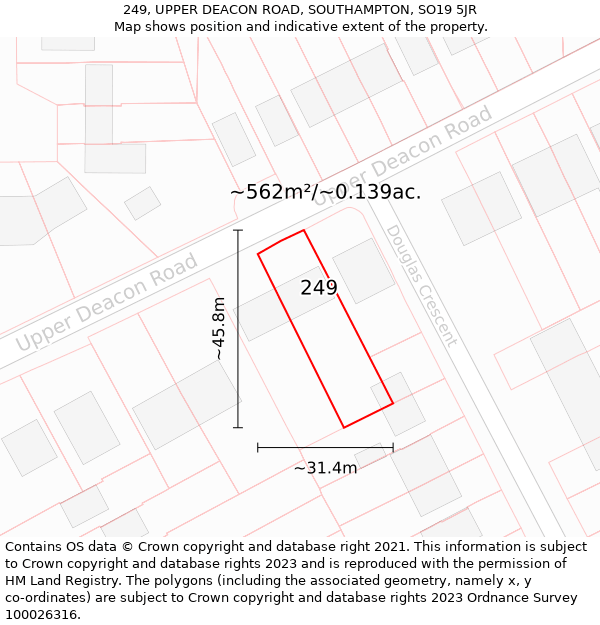 249, UPPER DEACON ROAD, SOUTHAMPTON, SO19 5JR: Plot and title map