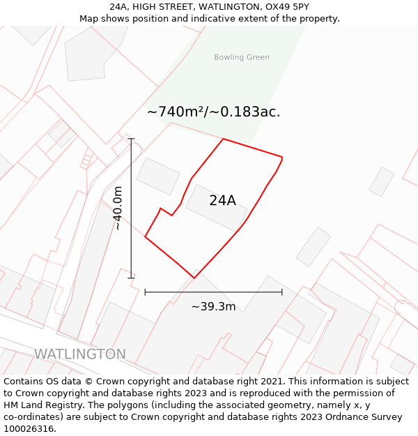 24A, HIGH STREET, WATLINGTON, OX49 5PY: Plot and title map