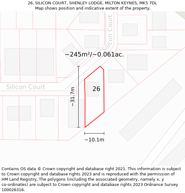 26, SILICON COURT, SHENLEY LODGE, MILTON KEYNES, MK5 7DL: Plot and title map