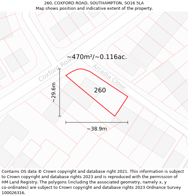 260, COXFORD ROAD, SOUTHAMPTON, SO16 5LA: Plot and title map