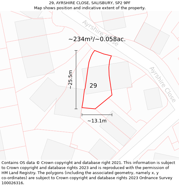 29, AYRSHIRE CLOSE, SALISBURY, SP2 9PF: Plot and title map