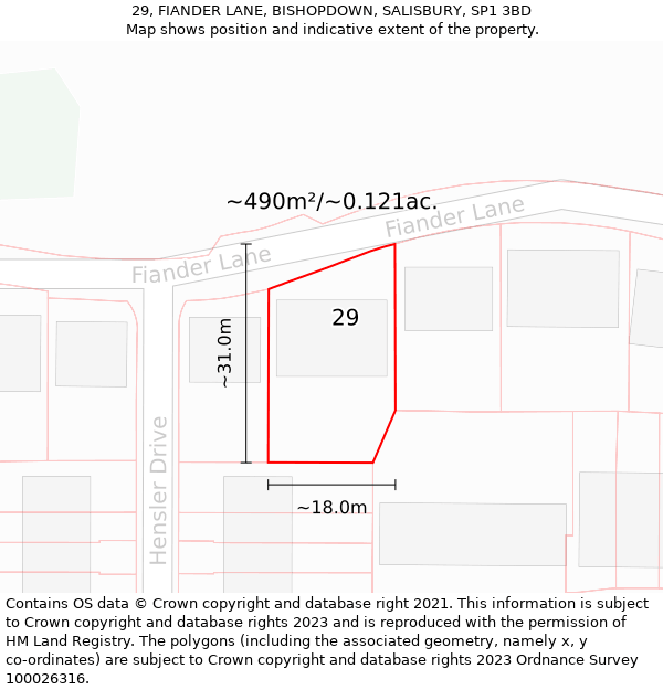 29, FIANDER LANE, BISHOPDOWN, SALISBURY, SP1 3BD: Plot and title map