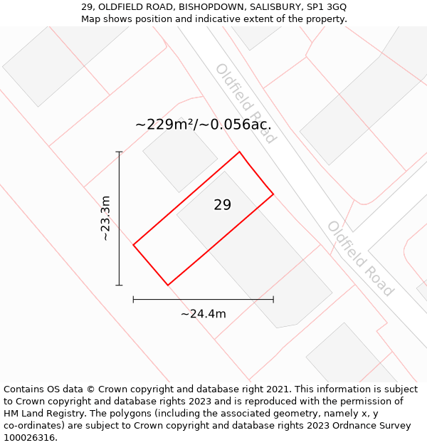 29, OLDFIELD ROAD, BISHOPDOWN, SALISBURY, SP1 3GQ: Plot and title map