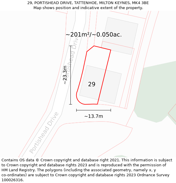 29, PORTISHEAD DRIVE, TATTENHOE, MILTON KEYNES, MK4 3BE: Plot and title map