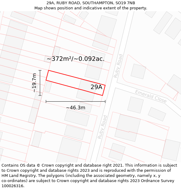 29A, RUBY ROAD, SOUTHAMPTON, SO19 7NB: Plot and title map