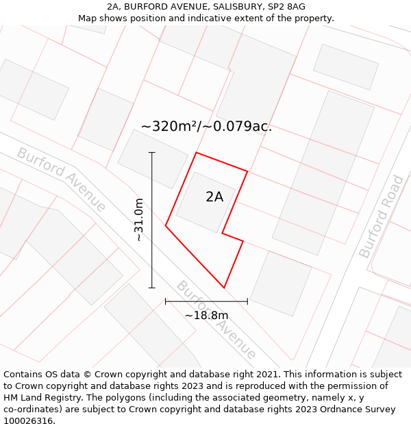 2A, BURFORD AVENUE, SALISBURY, SP2 8AG: Plot and title map