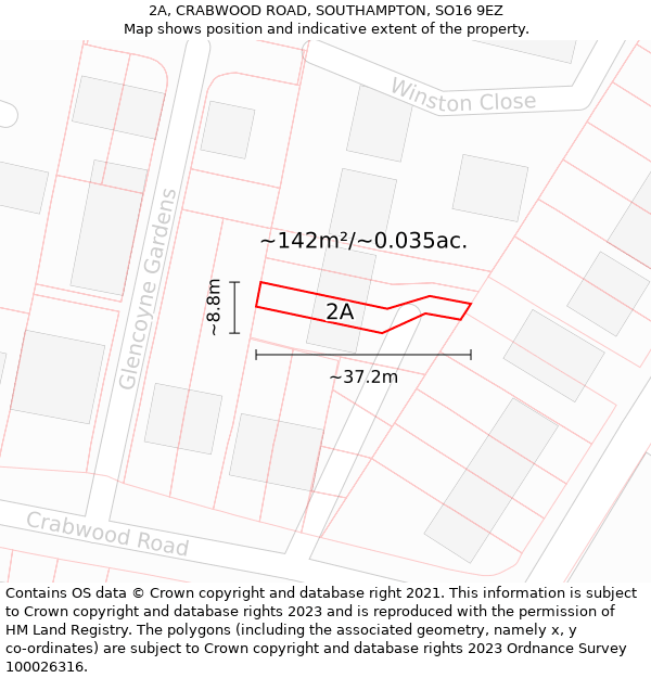 2A, CRABWOOD ROAD, SOUTHAMPTON, SO16 9EZ: Plot and title map