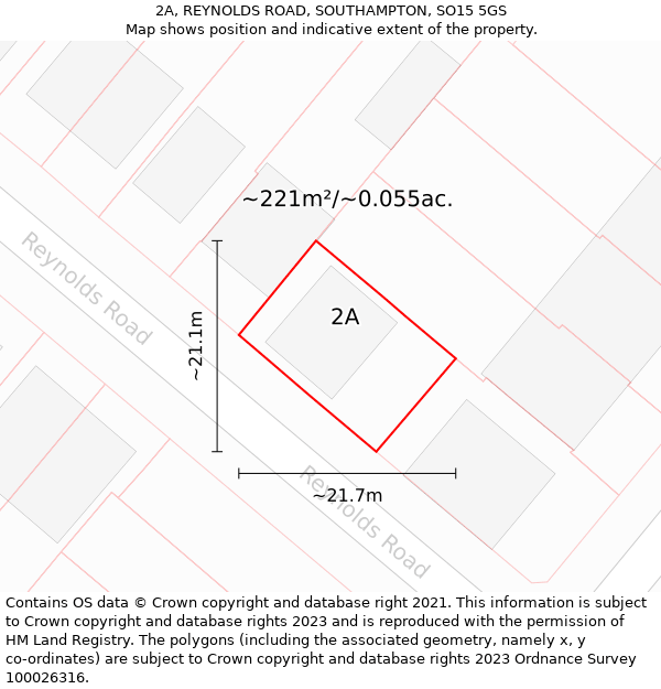 2A, REYNOLDS ROAD, SOUTHAMPTON, SO15 5GS: Plot and title map