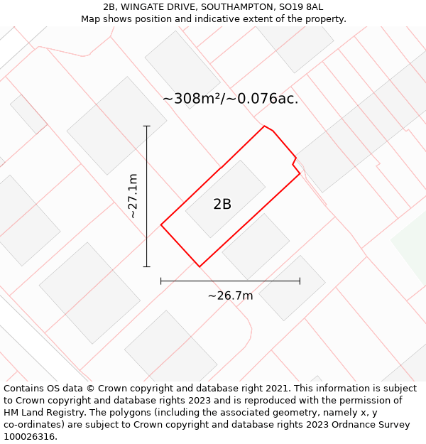 2B, WINGATE DRIVE, SOUTHAMPTON, SO19 8AL: Plot and title map