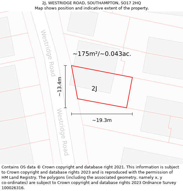 2J, WESTRIDGE ROAD, SOUTHAMPTON, SO17 2HQ: Plot and title map