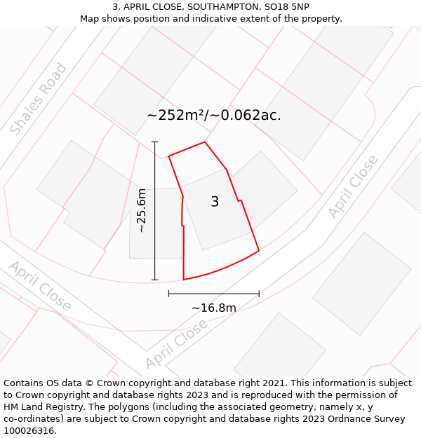 3, APRIL CLOSE, SOUTHAMPTON, SO18 5NP: Plot and title map